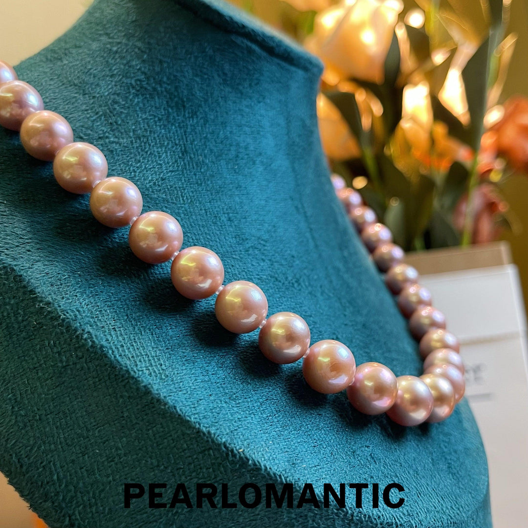 [Designer's Choice] Freshwater 9-11mm Pearl Purple Color Necklace w/ 18k Gold Clasp