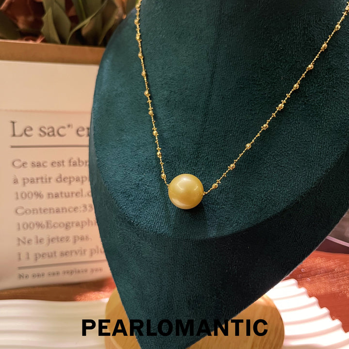 [Fine Jewelry] South Sea Golden 14-15mm Pearl 18k Gold Chain Single Necklace w/ Certificate