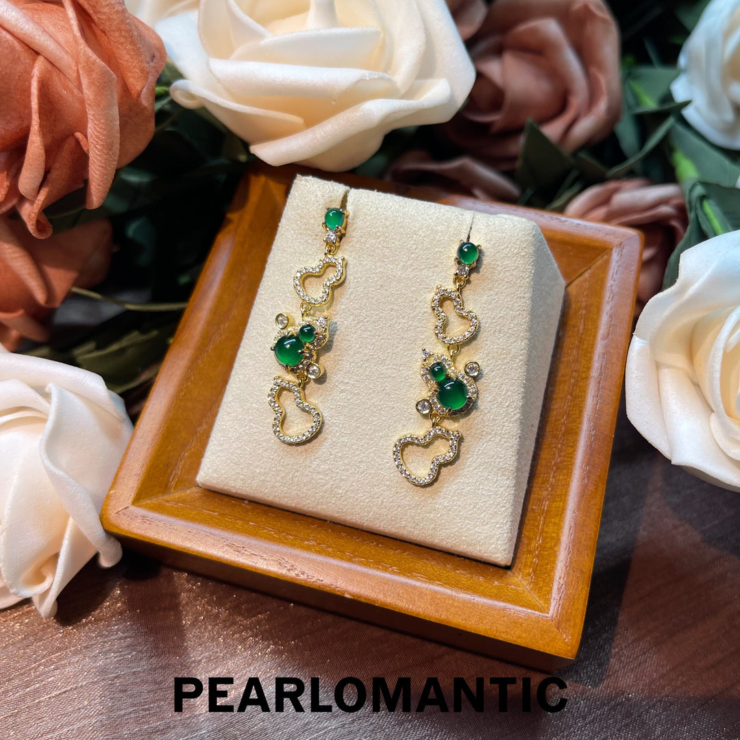 [Designer's Choice] S925 Silver w/ Gold Plated & Jade Chalcedony Sparkle Drop Earrings
