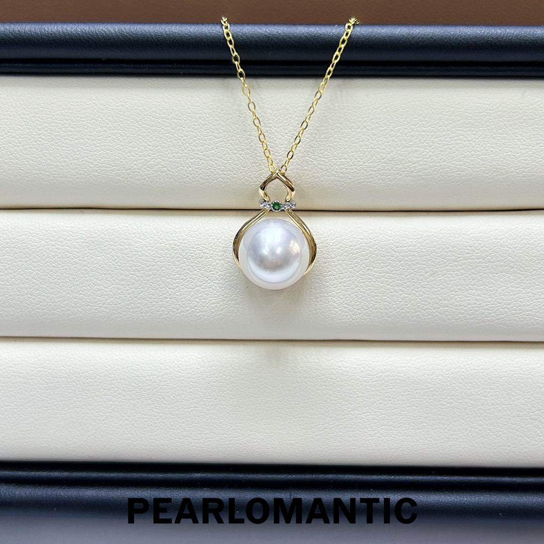 [Fine Jewelry] 18k Gold + Australian White Pearl 11mm Lil-Gourd Design Pendant