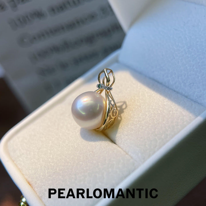 [Fine Jewelry] 18k Gold + Australian White Pearl 11mm Lil-Gourd Design Pendant