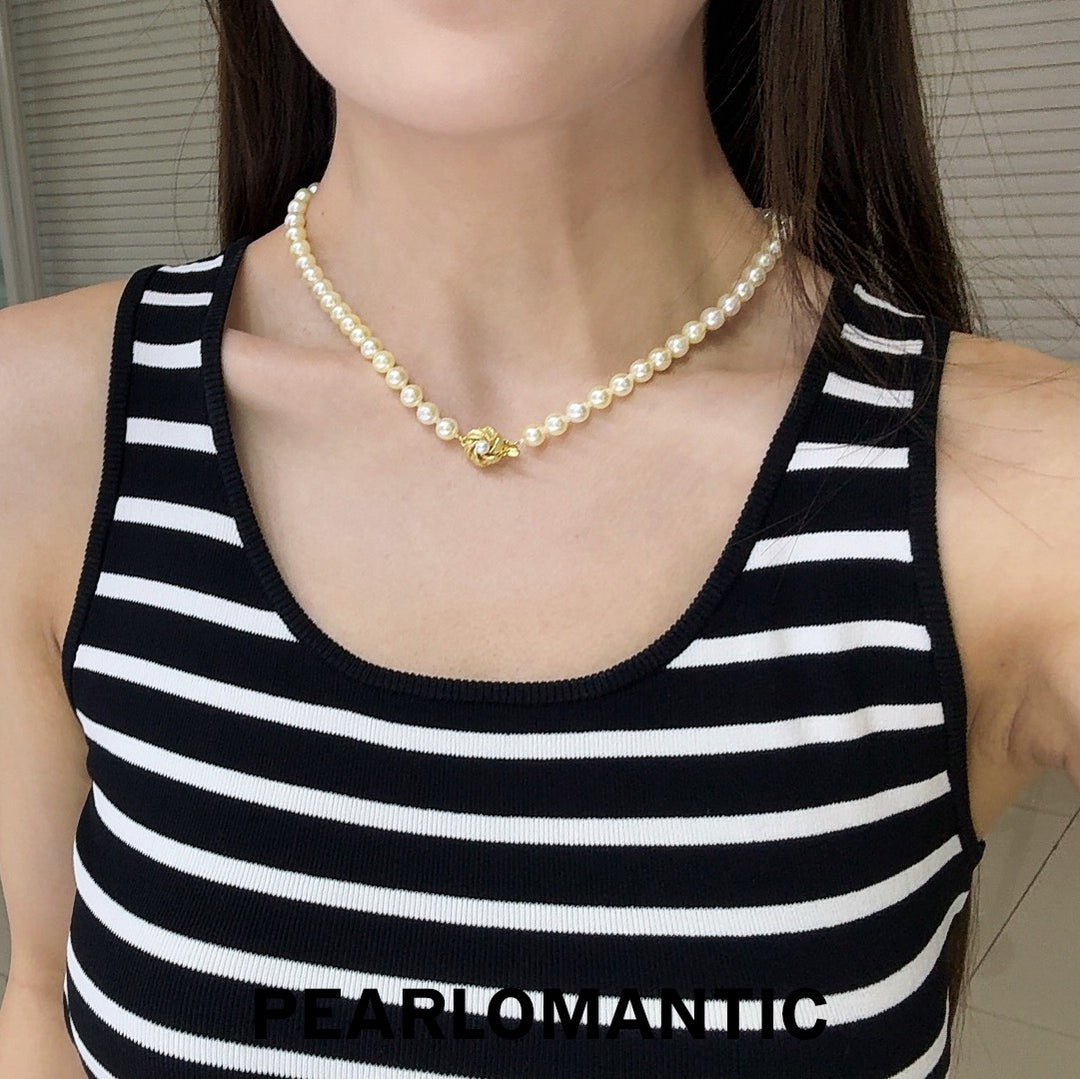 [Fine Jewelry] Akoya Pearl 6-7mm Golden Feather Classic Necklaces w/ S925 Silver