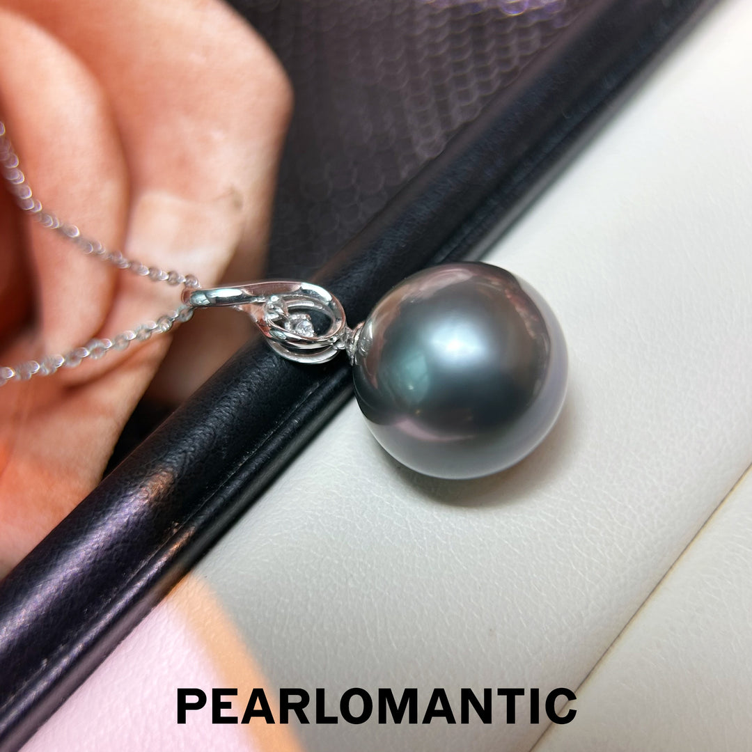[Fine Jewelry] Infinity Charm Exquisite 18K Gold &amp; Diamond Black Pearl Pendant