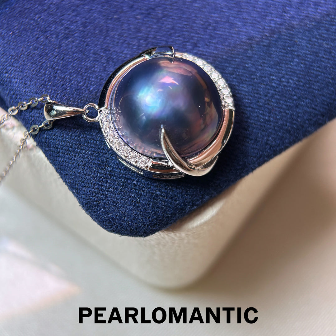 [Designer’s Choice] Moonlit Mabe Pink-Blue Overtone Mirror-Luster S925 Pendant