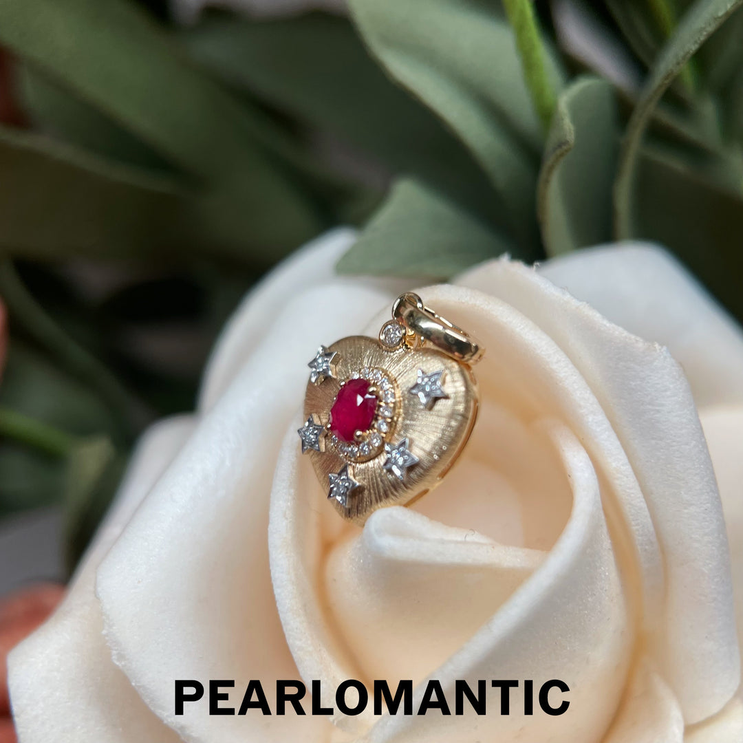 [Fine Jewelry] 18k Gold & Ruby & Diamonds Heart of the Galaxy Pendant