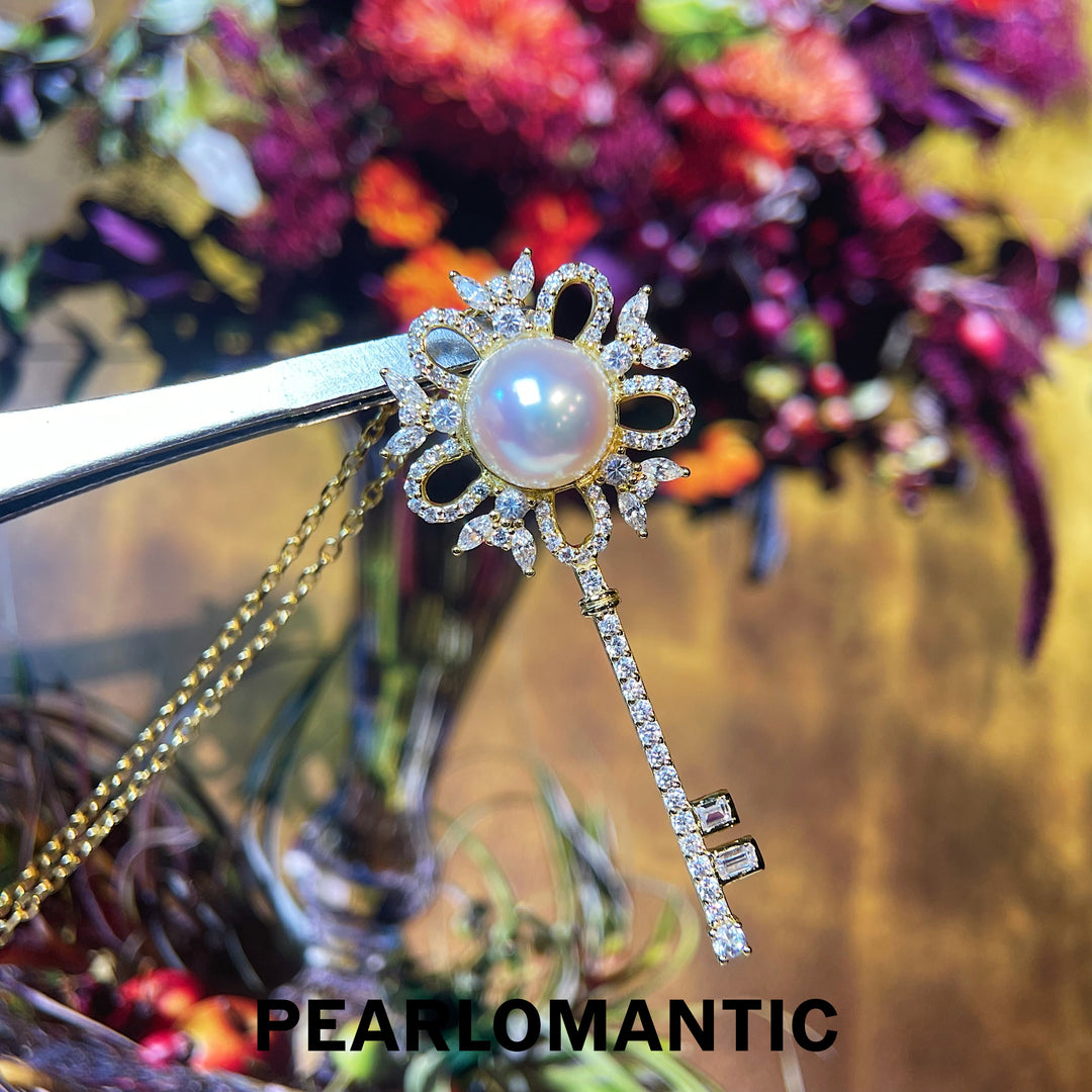 [Fine Jewelry] Akoya 9-10mm Pearl Key Design Pendant w/ S925 Silver