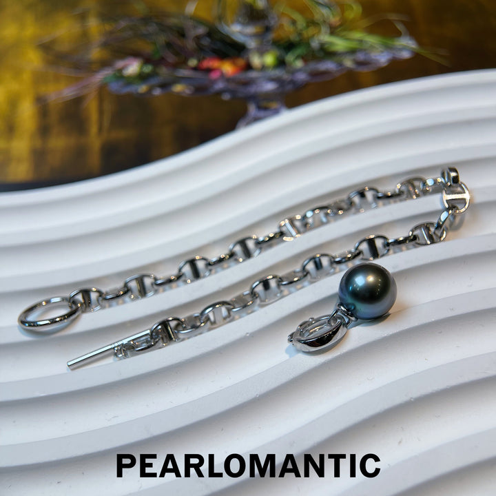 [Designer's Choice] Tahitian Black Pearl 9-11mm All-purpose Clasp Bracelet w/ S925 Silver