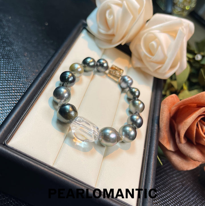[Designer's Choice] Tahitian Black Pearl & Natural Crystal Urban Shadow Bracelets