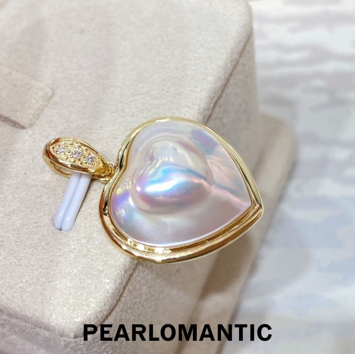 [Joyas finas] Colgantes de corazón Amami Dream con perlas mabe japonesas de oro de 18k y diamantes