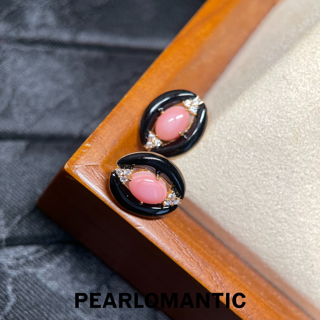 [618 Sale] Conch Pearl Vintage Oval Enamel Stud Earrings w/ S925 Silver