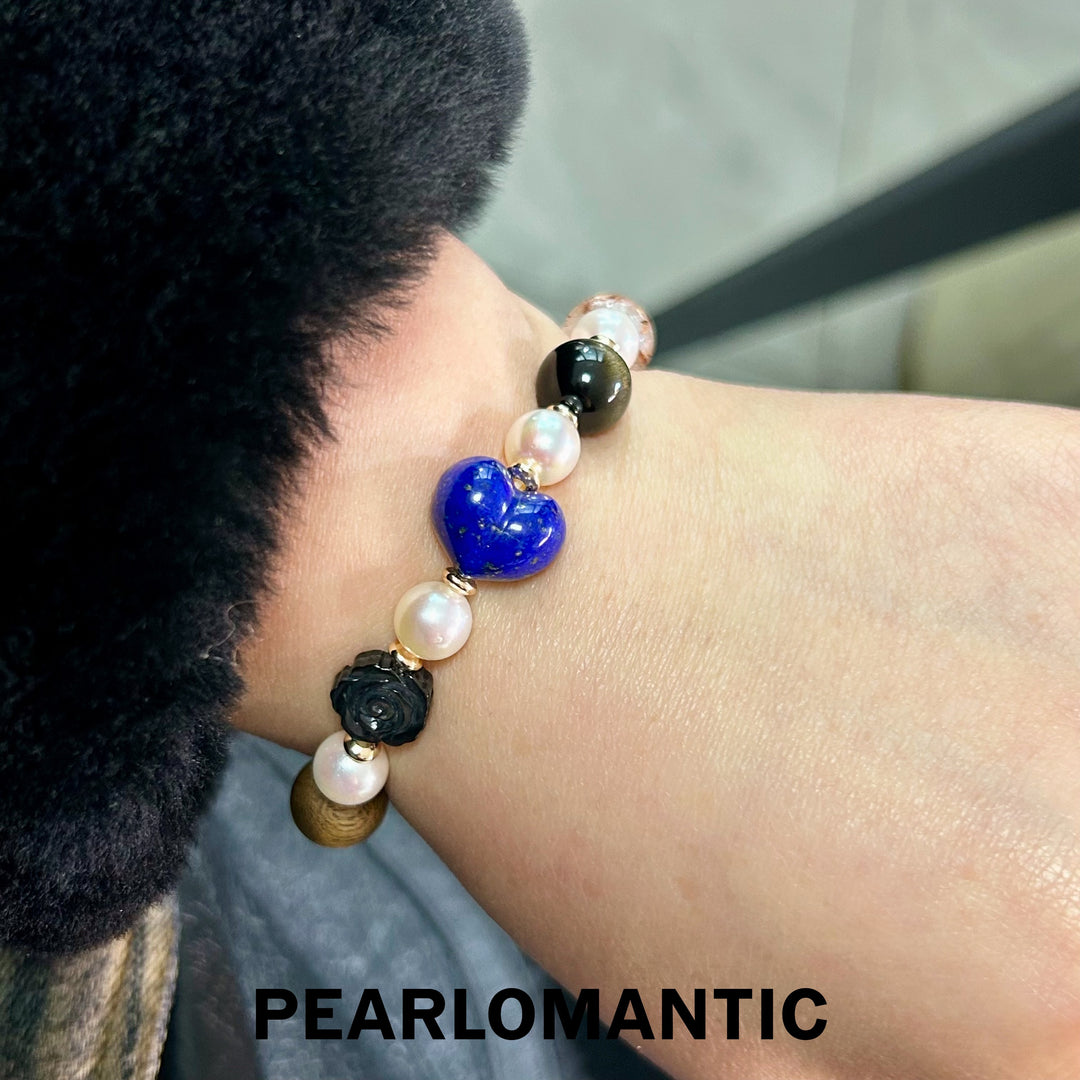 [Designer's Choice] Akoya Pearl & MOP & Crystals & Blue Heart Bracelets