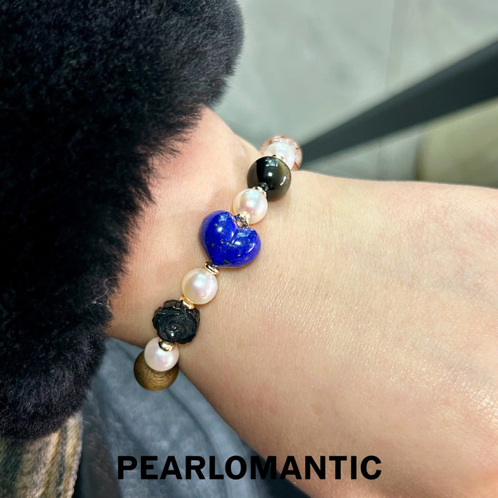 [Designer's Choice] Akoya Pearl & MOP & Crystals & Blue Heart Bracelets