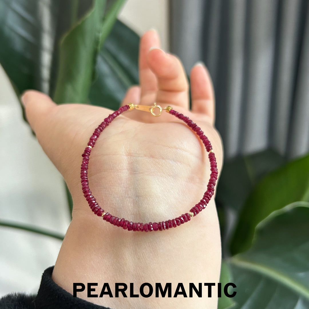 [Fine Jewelry] 18k Gold &amp; Ruby Crushed Garnet Adjustable Bracelets