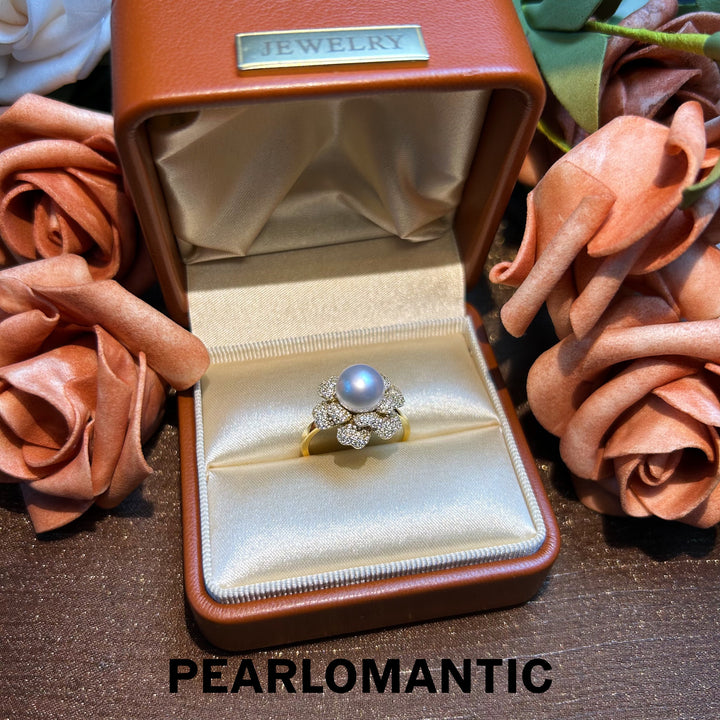 [Designer's Choice] Australian White Pearl Moonlight Bloom Adjustable Silver Ring