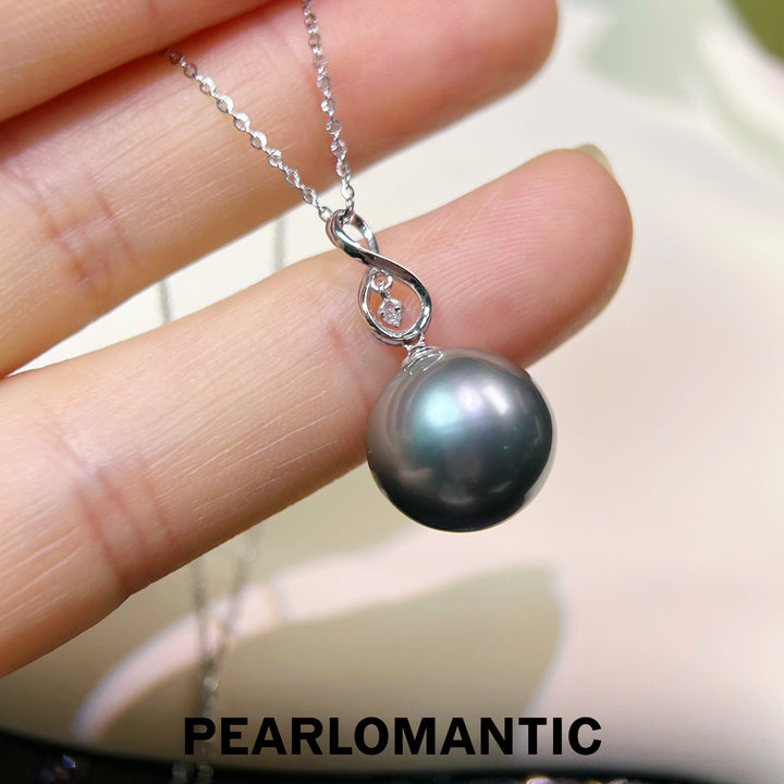 [Fine Jewelry] Infinity Charm Exquisite 18K Gold &amp; Diamond Black Pearl Pendant
