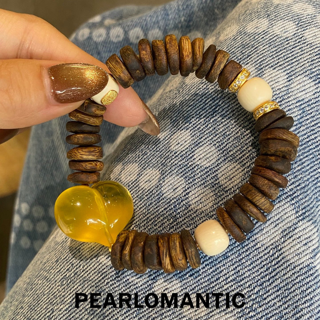 [Group-Buying Hand-carved Amber Heart & Ancient Forest Serenity Bracelet