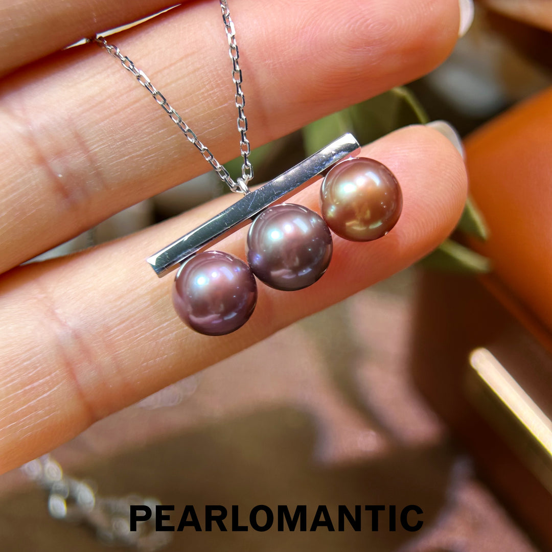 [Spring Sale] Balance Beam Unique 8mm Trio Natural Color Pearl Necklace