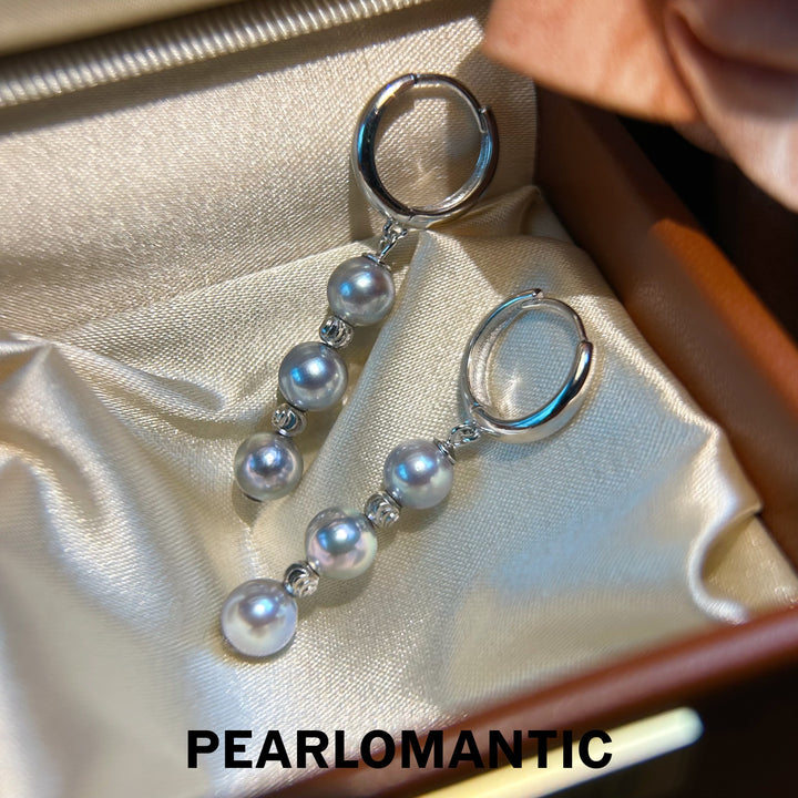 [Designer's Choice] S925 Akoya Pearl Drop Earrings 6-6.5mm White & Silver Blue Options