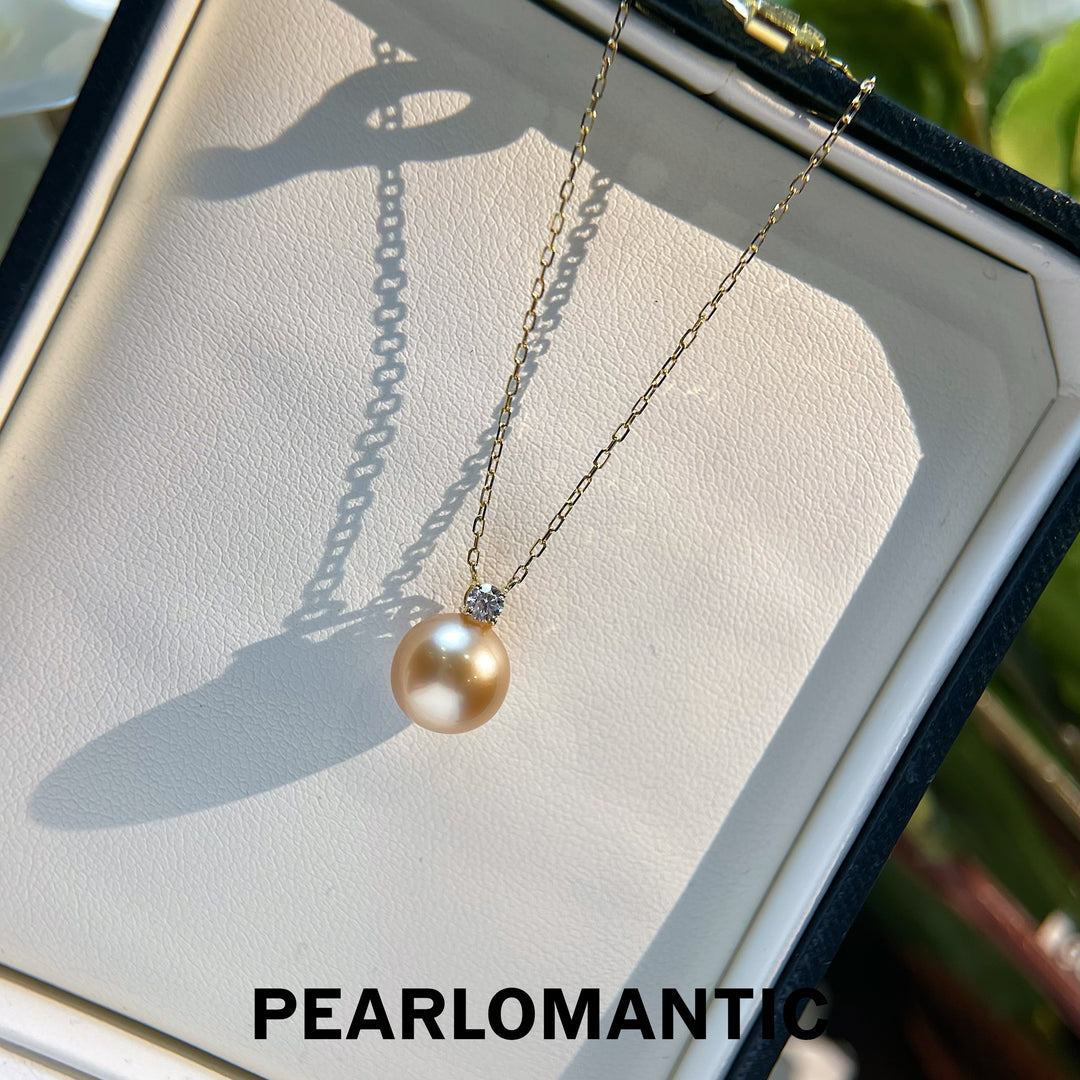 [Fine Jewelry] 18k Gold South Sea Pearl & Diamond Pendants w/ 18k Gold Chain