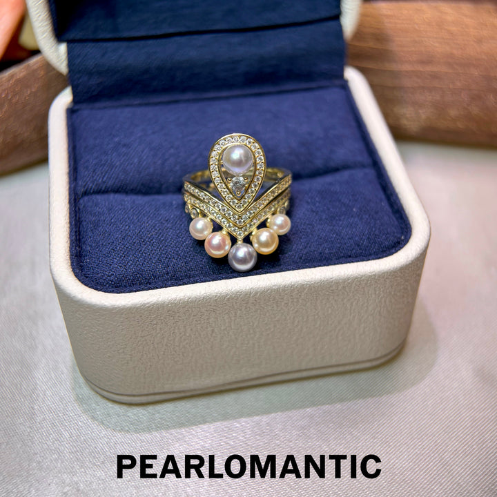 [Designer’s Choice] Candy Cascade 2.5–5mm 5A Akoya Pearl Adjustable Two-Way Statement Ring