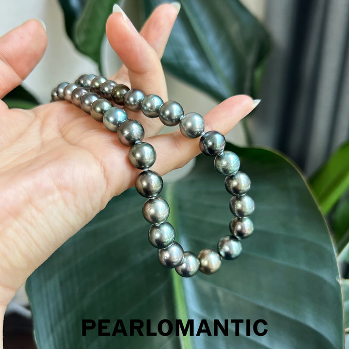 [Fine Jewelry] Tahitian Black Pearl Elegant Muted Classic Strand with Silver Clasp