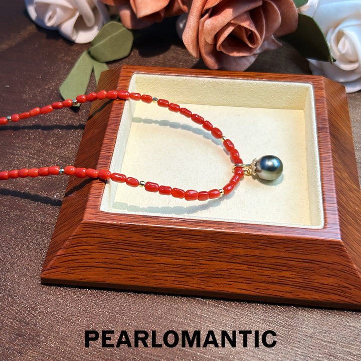 [Designer's Choice] Red Coral Necklaces & Tahitian Baroque Pendants w/ S925 Silver