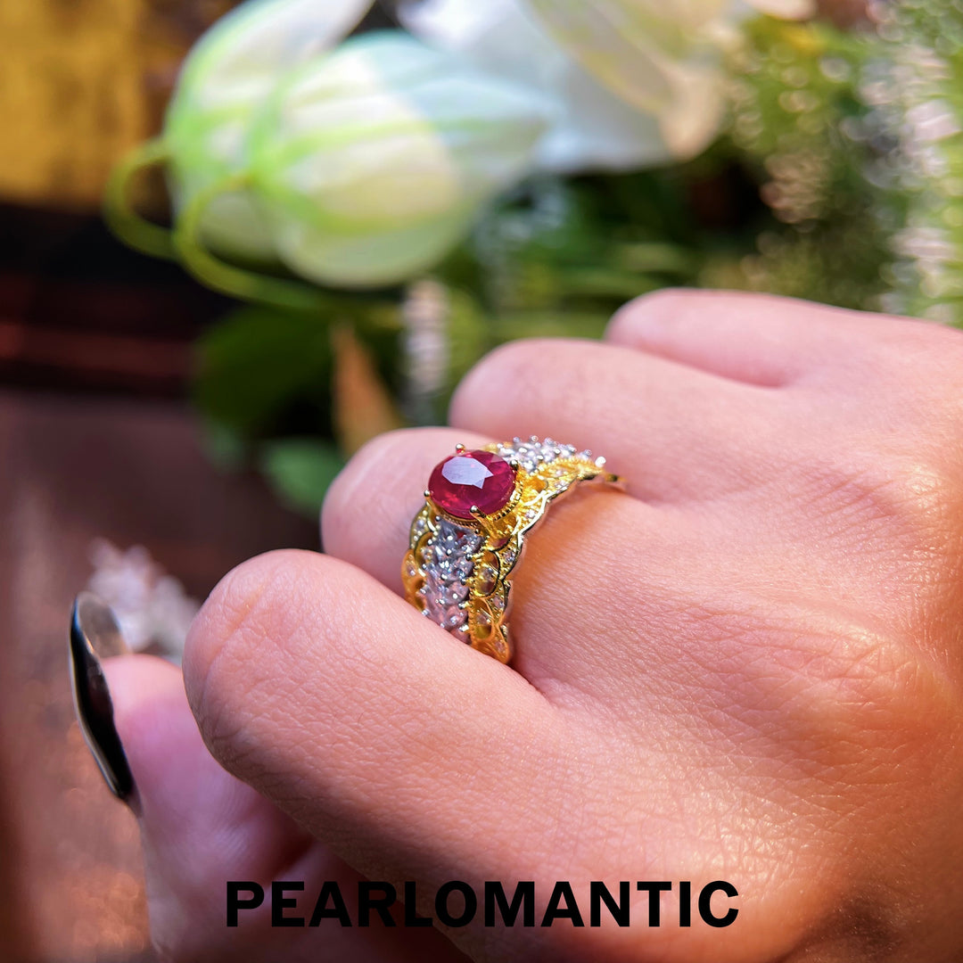 [Designer's Choice] Vintage Style S925 Silver 2ct Natural Ruby Adjustable Rings