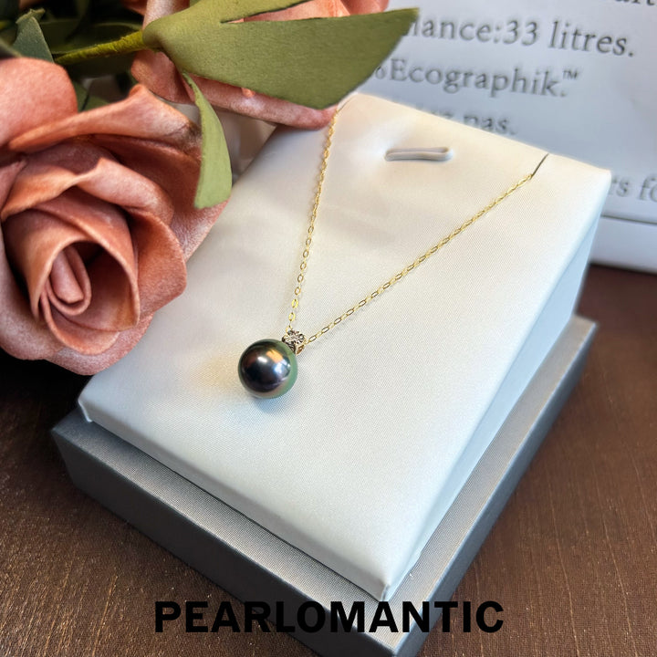 [Everyday Essentials] 18k Gold & Diamond & Tahitian Black Pearl Classic Pendant