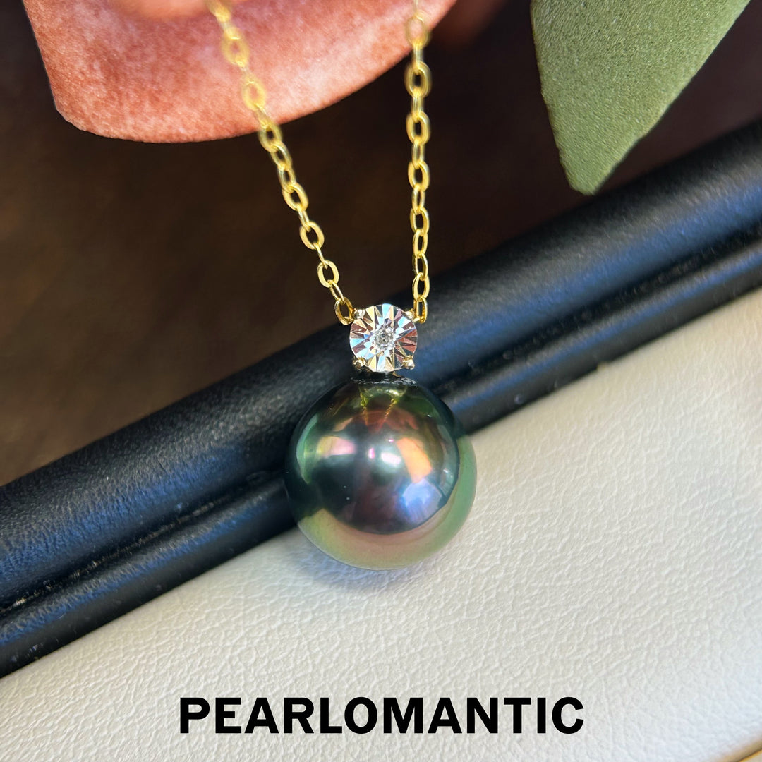 [Everyday Essentials] 18k Gold & Diamond & Tahitian Black Pearl Classic Pendant