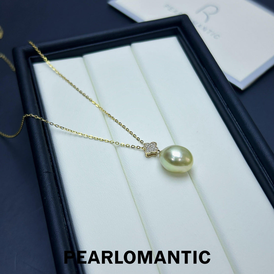 [Fine Jewelry] Rare South Sea Golden Keshi Pearl 10*12mm w/ 18k Pendant