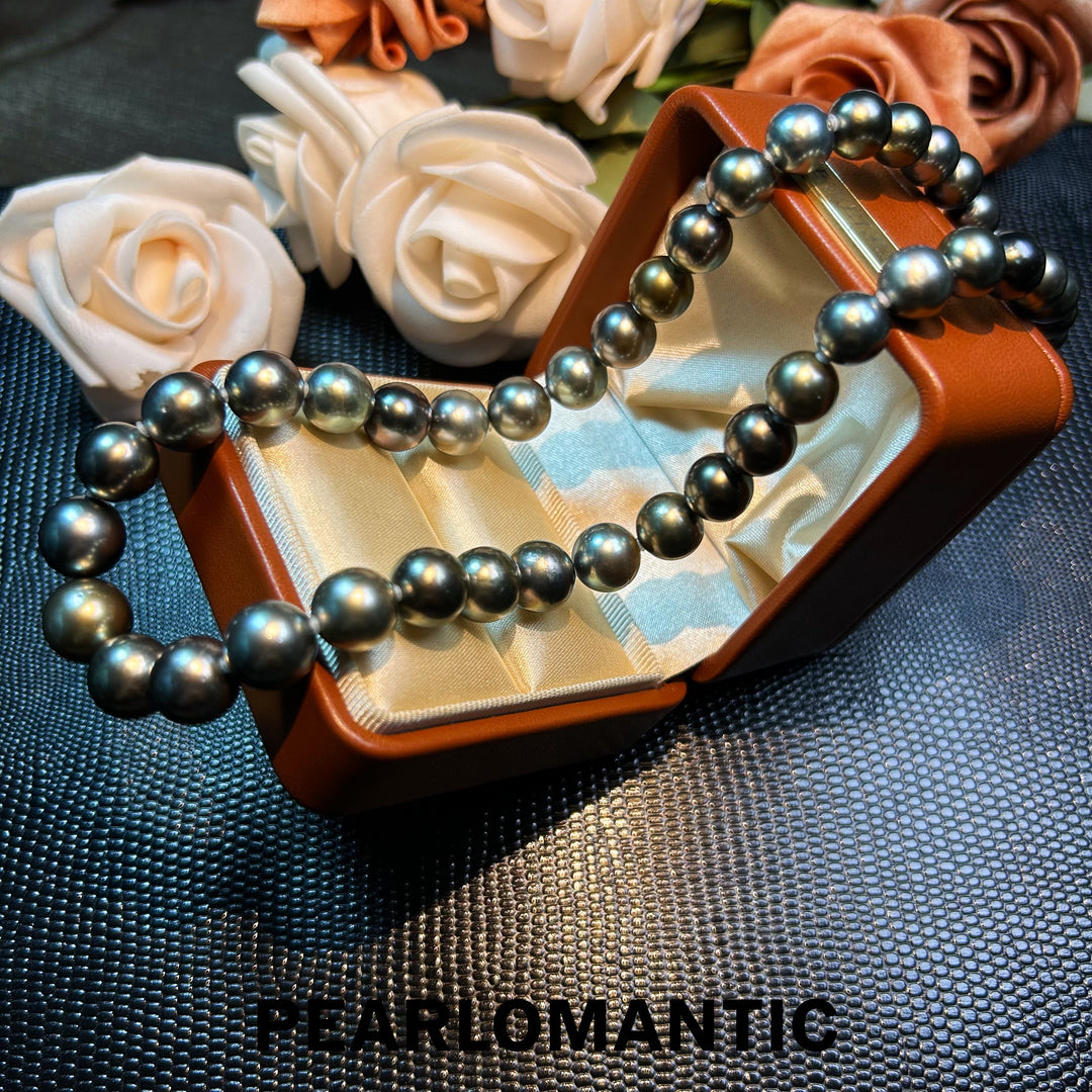 [Fine Jewelry] Tahitian Black Pearl Elegant Muted Classic Strand with Silver Clasp