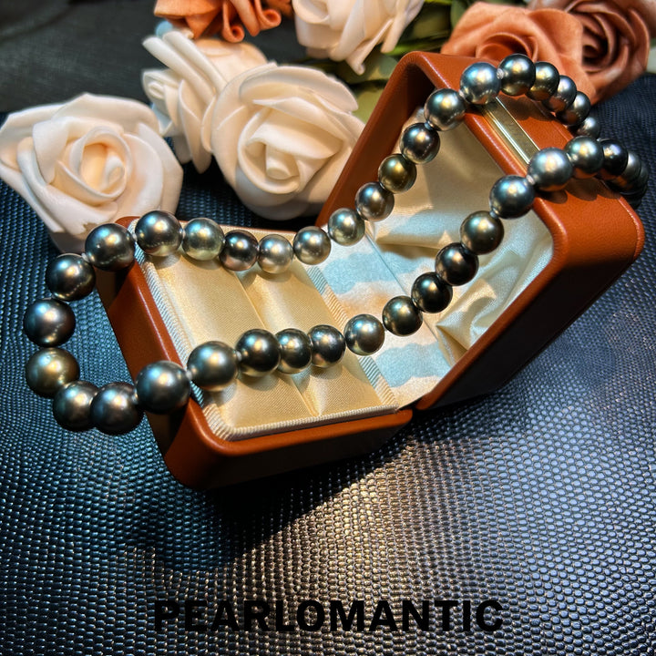 [Fine Jewelry] Tahitian Black Pearl Elegant Muted Classic Strand with Silver Clasp