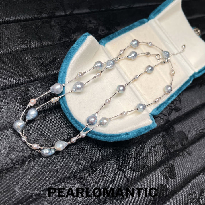 [618 Sale] Akoya Baroque Pearl Convertible Necklace Bracelet w/ S925 Silver