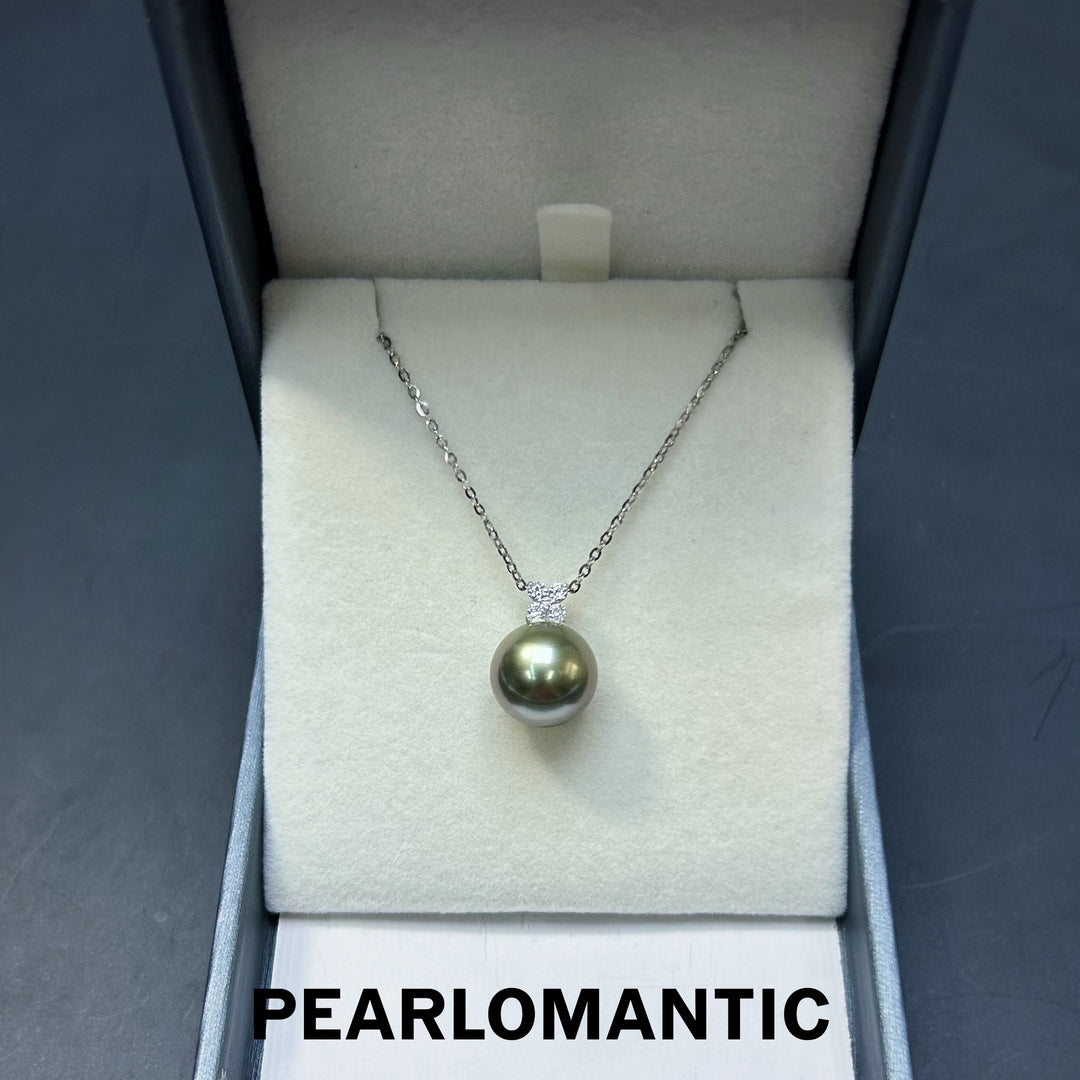 [Fine Jewelry] Tahitian Black Pearl 11.5mm 4-Leaf Design Pendant w/ 18k Gold