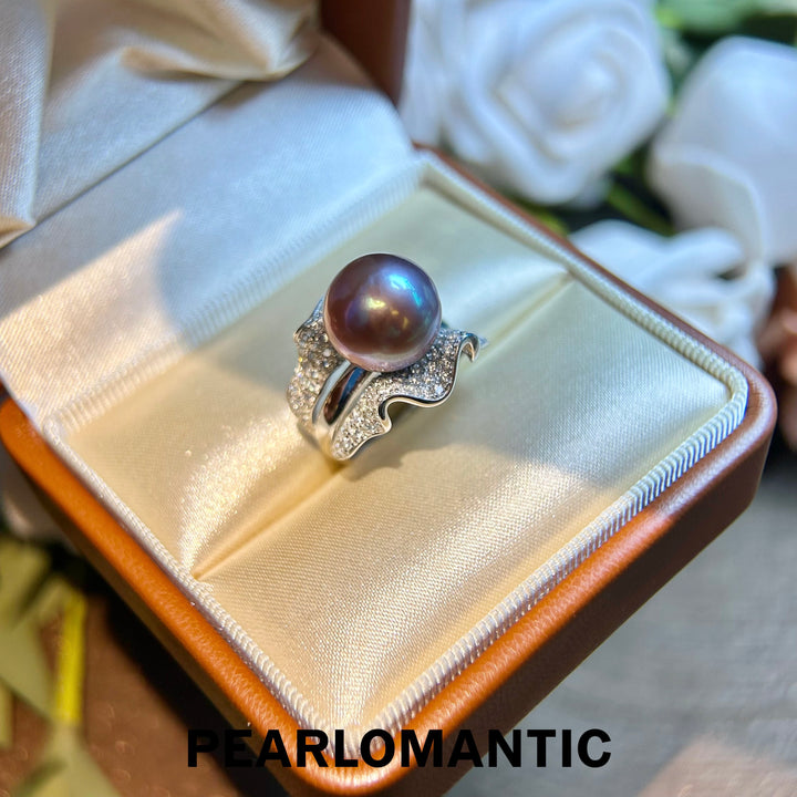 [Designer's Choice] Freshwater Purple Pearl Lavender Glow S925 Silver Adjustable Ring