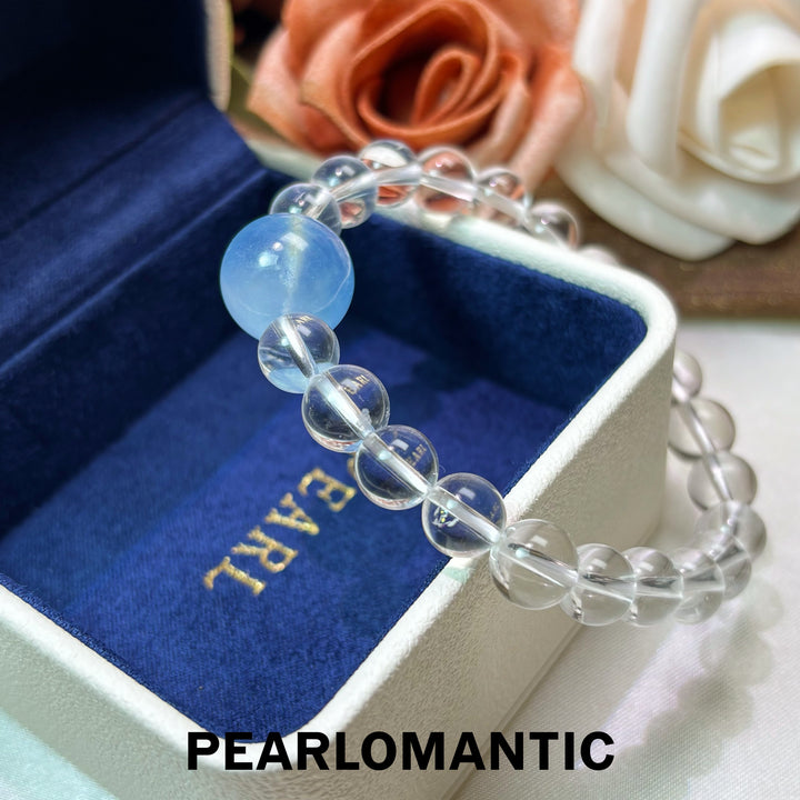 [Designer’s Choice] Aqua Balance 14mm Aquamarine &amp; 8mm Clear Quartz Bracelet
