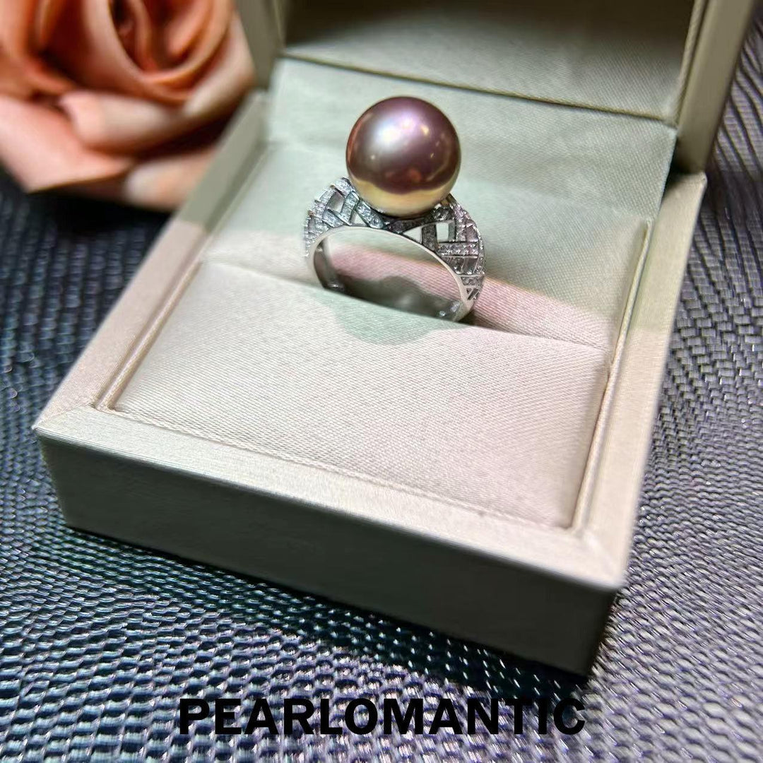 [Elección del Diseñador] Anillo llamativo de perla cultivada de agua dulce morada de 11.6 mm Radiant Velvet Dusk