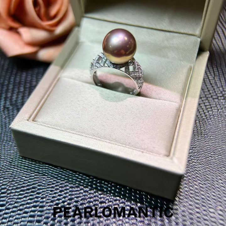 [Elección del Diseñador] Anillo llamativo de perla cultivada de agua dulce morada de 11.6 mm Radiant Velvet Dusk