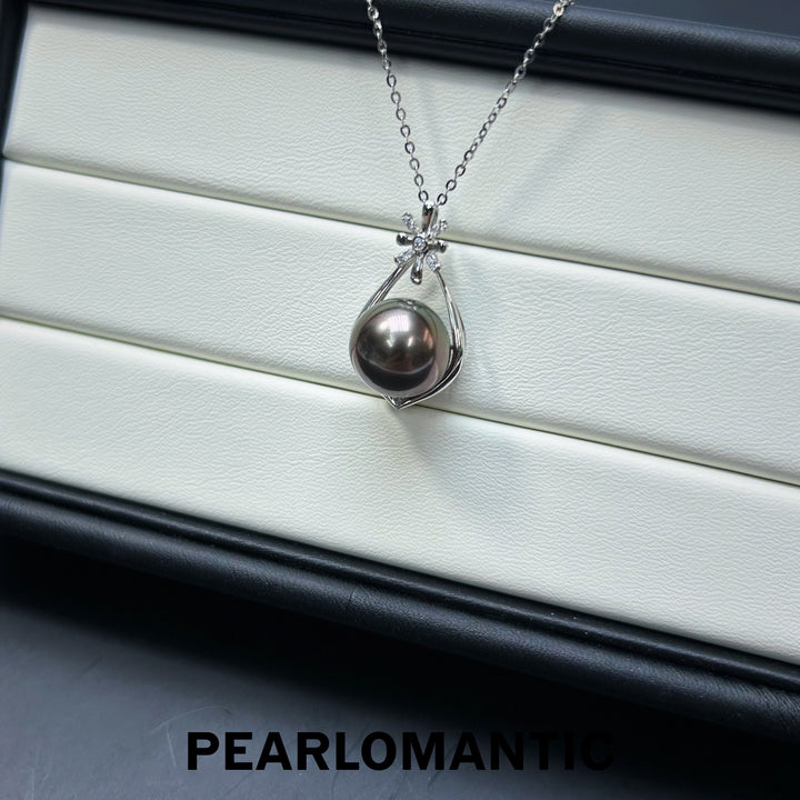 [Fine Jewelry] Tahitian Black Pearl 12.8mm Pendant w/ 18k White Gold