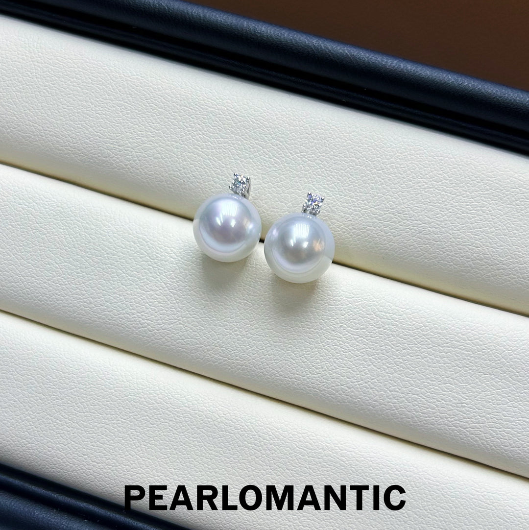 [Fine Jewelry] 18k White Gold & Australian White Pearl 9-10mm Classic Earrings