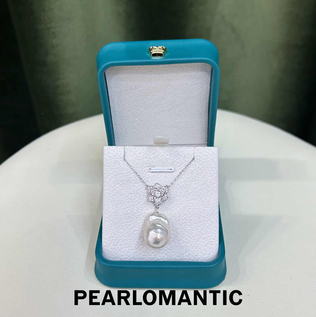 [Designer's Choice] Australian White Baroque Pearl 13-15mm Bloom Pendants w/ S925