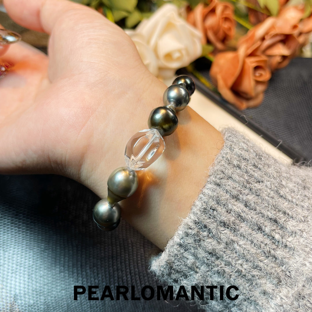 [Designer's Choice] Tahitian Black Pearl & Natural Crystal Urban Shadow Bracelets
