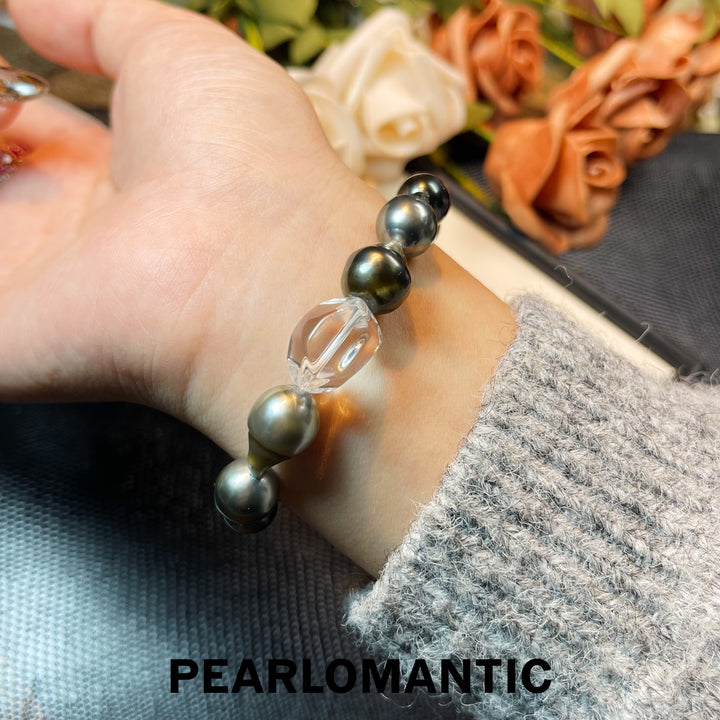 [Designer's Choice] Tahitian Black Pearl & Natural Crystal Urban Shadow Bracelets