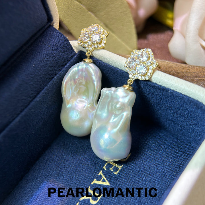 [Designer’s Choice] Baroque Bloom Freshwater Pearl S925 Gold-Plated Floral Drop Earrings