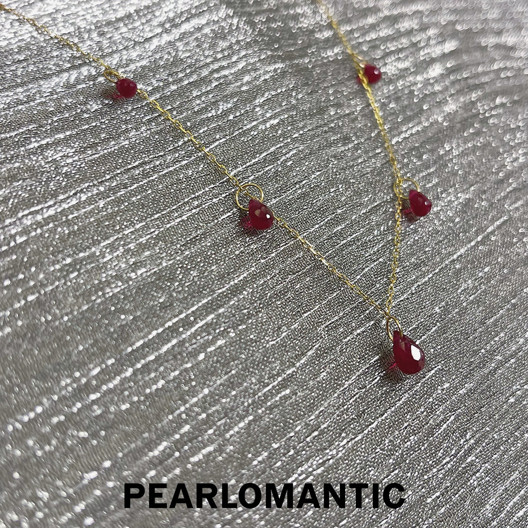 [Group-Buying] 18k Gold Pigeon Blood Ruby Pear-Shape Necklace Length 40+5 cm