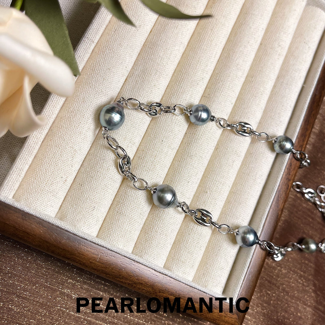 [Designer's Choice] Tahitian Black Baroque Pearl 9-11mm S925 Silver Adjustable Necklace