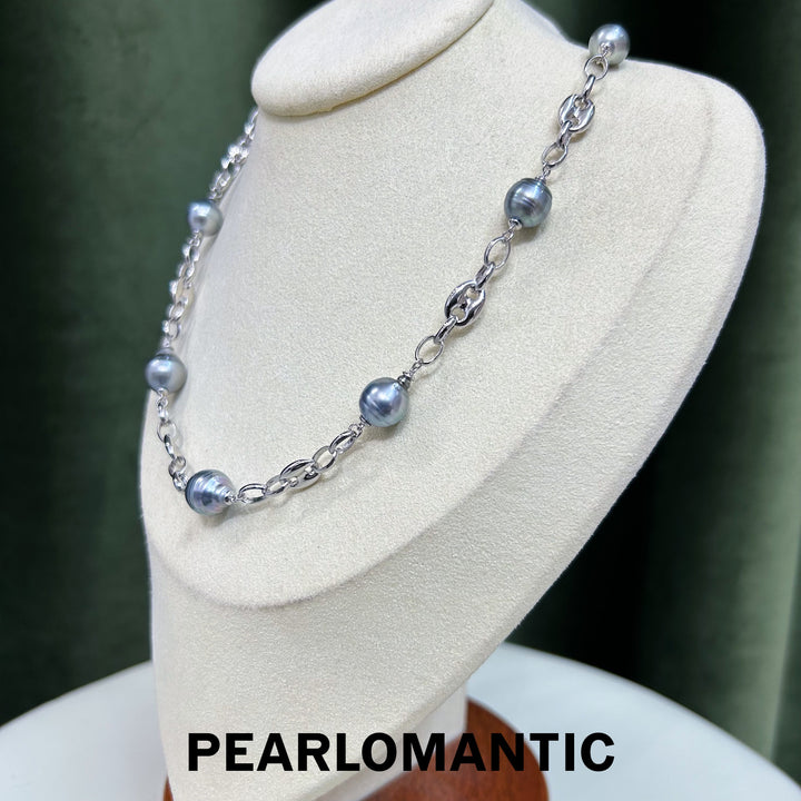 [Designer's Choice] Tahitian Black Baroque Pearl 9-11mm S925 Silver Adjustable Necklace