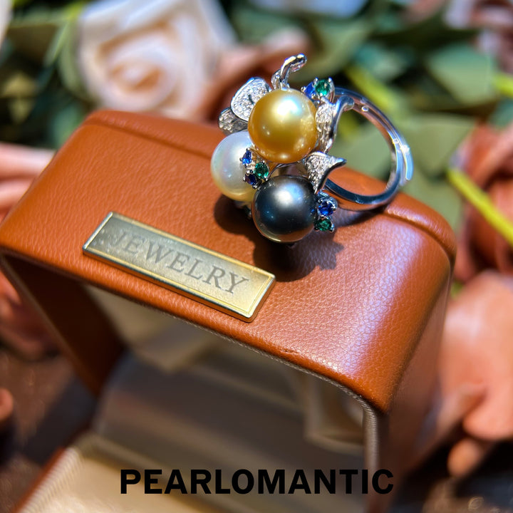 [Designer's Choice] Tri-Pearl Constellation Ring S925 Silver Adjustable Ring Size