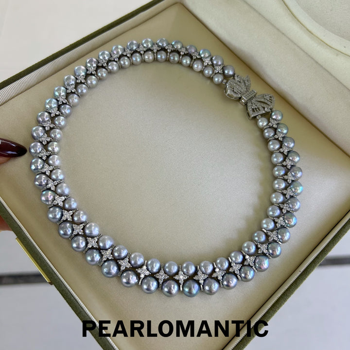 [Designer's Choice] Akoya Grace Double-Strand Pearl Necklace with Bowtie Clasp