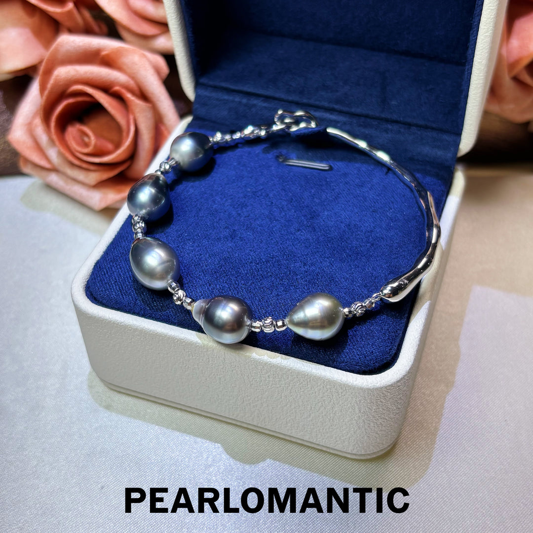 [Designer’s Choice] Tahitian Baroque Pearl 9–10mm S925 Silver Open Cuff Bracelet